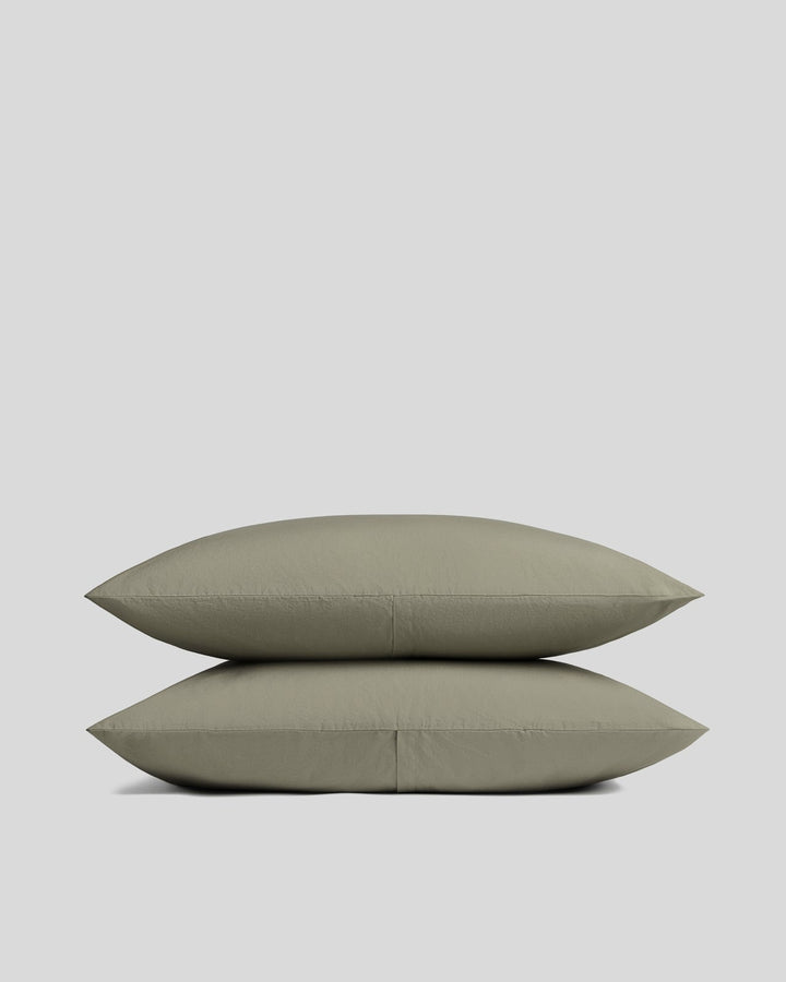 Brushed Cotton Pillowcase Set (Moss)