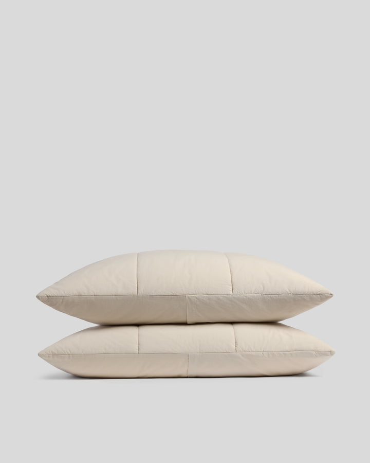 Brushed Cotton Quilted Sham Set (Bone)