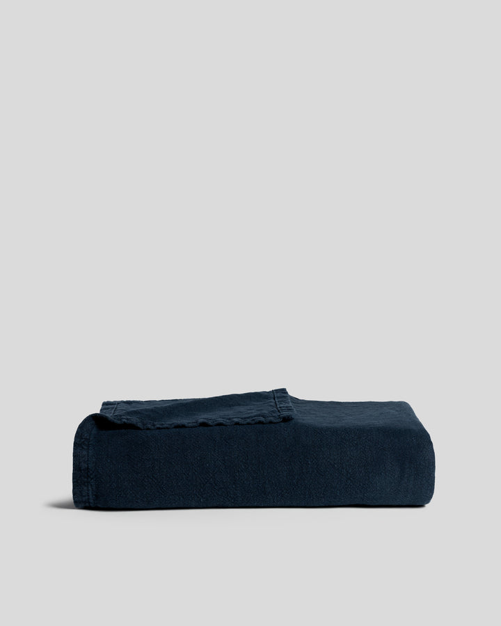 Vintage Linen Bed Blanket (Ink)