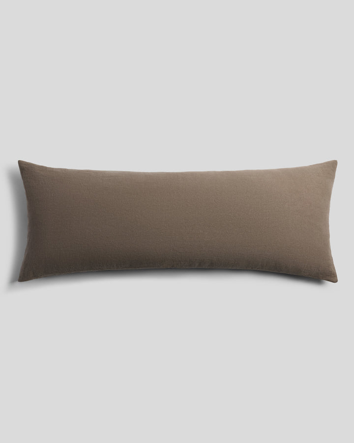 Vintage Linen Body Pillow Cover (Warm Grey)